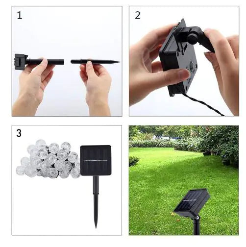 Solar Bubble Ball String Lights — Halloween Outdoor Décor (5–7 m, 20/30/50 LEDs)