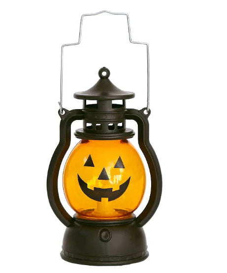 Halloween Pumpkin Oil-Lamp Lantern with Skull Design — Portable Prop