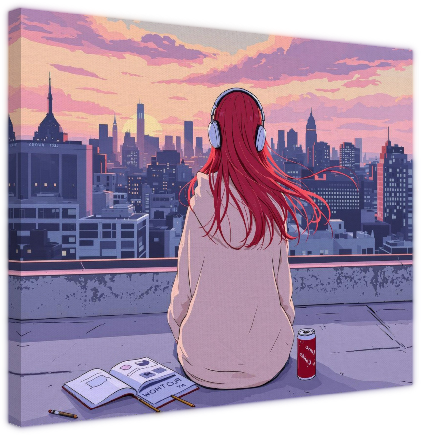Canvas - Lofi Girl studying on a budling roof v1