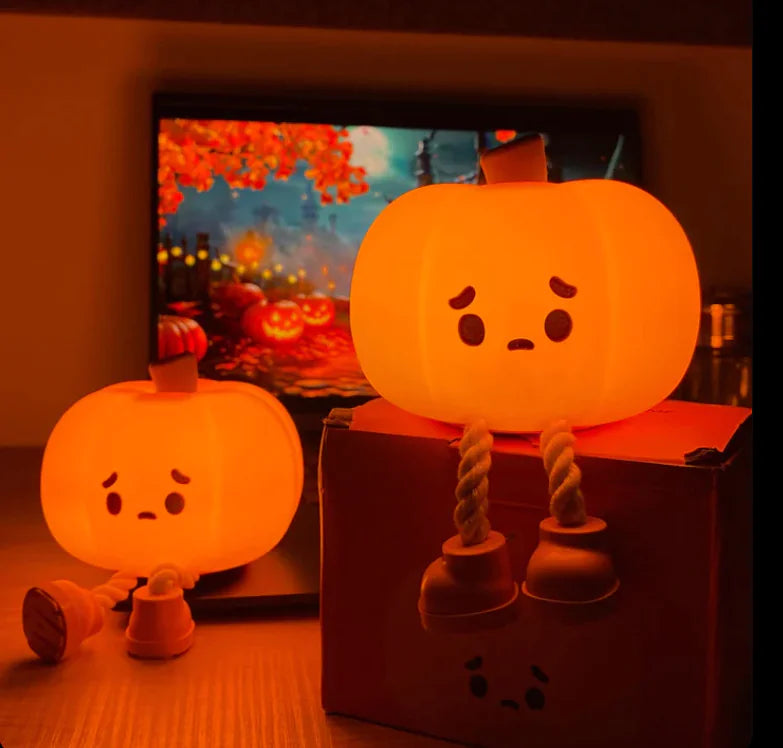 Halloween Pumpkin Night Light — Soft Silicone, Built-In Battery