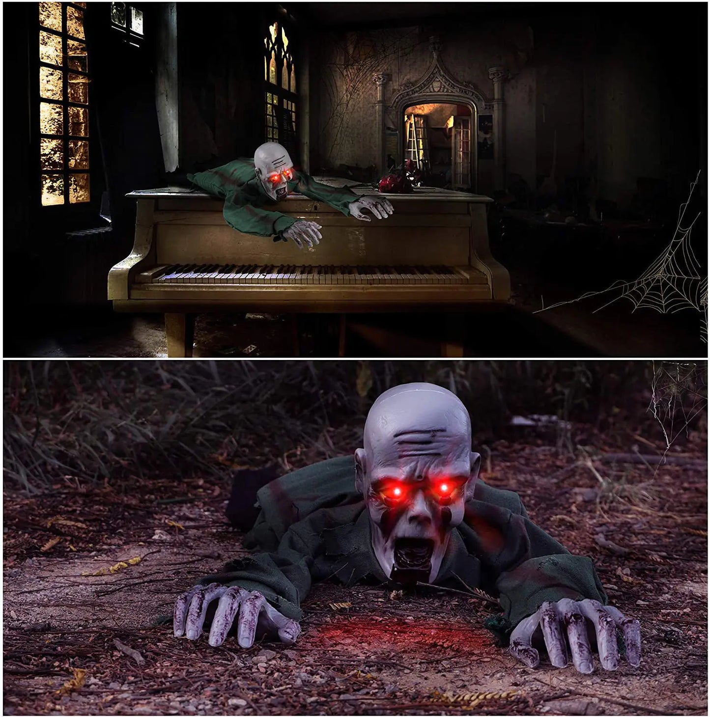 Crawling Ghost — Sound-Activated Haunted House Prop with Lights | Halloween Décor