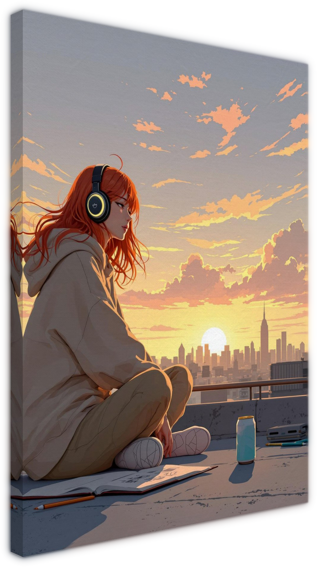 Canvas - Lofi Girl studying on a budling roof v2