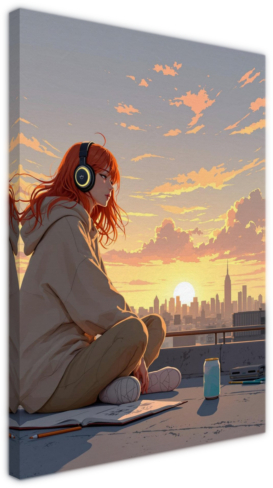 Canvas - Lofi Girl studying on a budling roof v2