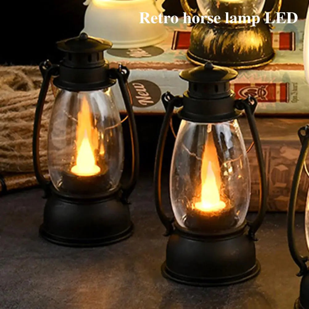 Retro LED Lantern Light — Portable Candle-Style Lamp | Halloween Décor