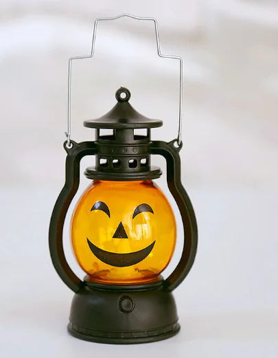 Halloween Pumpkin Oil-Lamp Lantern with Skull Design — Portable Prop