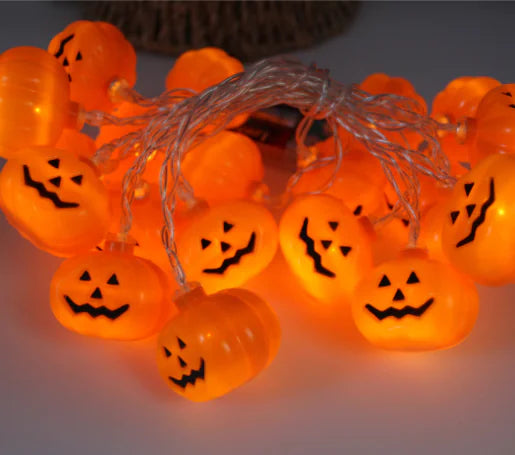 LED Pumpkin Lantern String Lights for Halloween Decor (1.2m, 10 Designs)