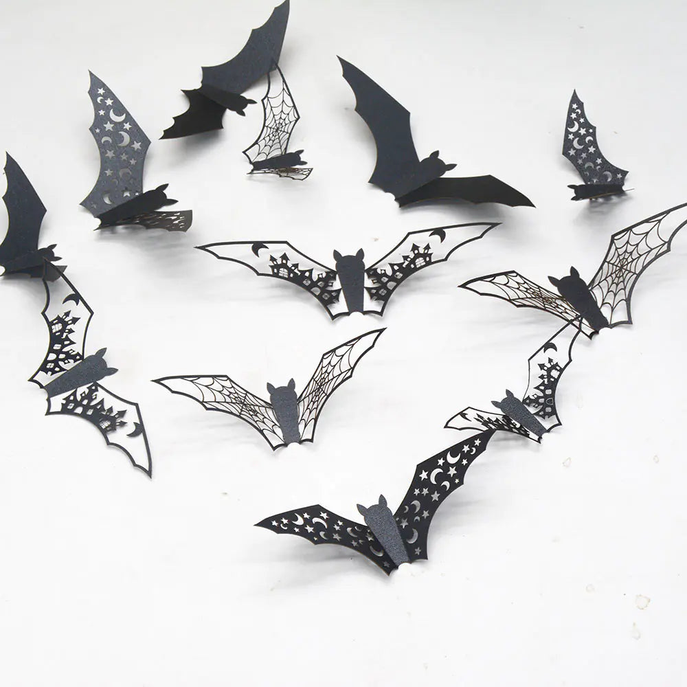 3D Hollow Paper Bat Decorations for Halloween Walls
