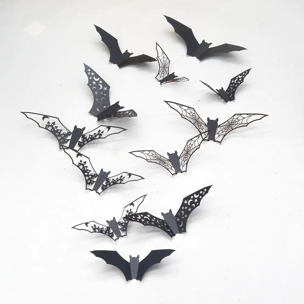 3D Hollow Paper Bat Decorations for Halloween Walls