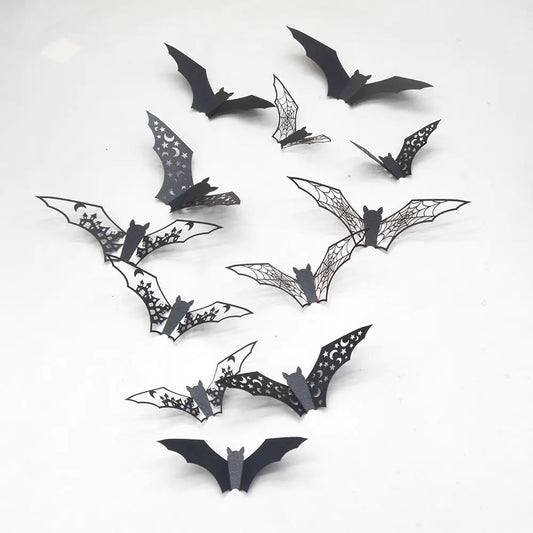 3D Hollow Paper Bat Decorations for Halloween Walls