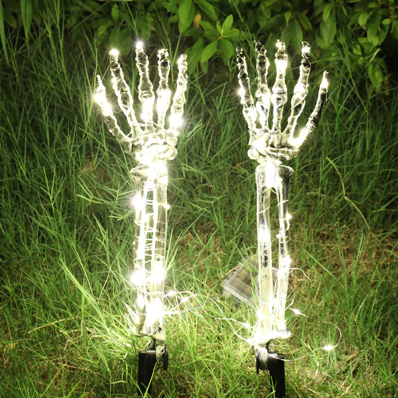 Garden Skeleton Trio — Skull & Buried Hands Set | Halloween Yard Décor