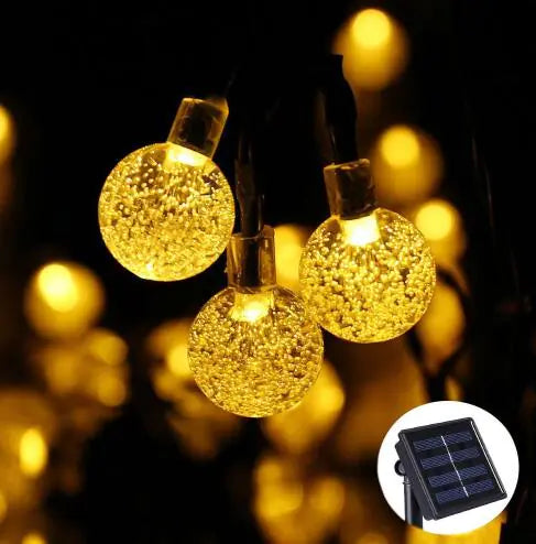 Solar Bubble Ball String Lights — Halloween Outdoor Décor (5–7 m, 20/30/50 LEDs)