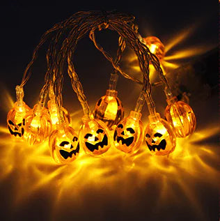 LED Pumpkin Lantern String Lights for Halloween Decor (1.2m, 10 Designs)