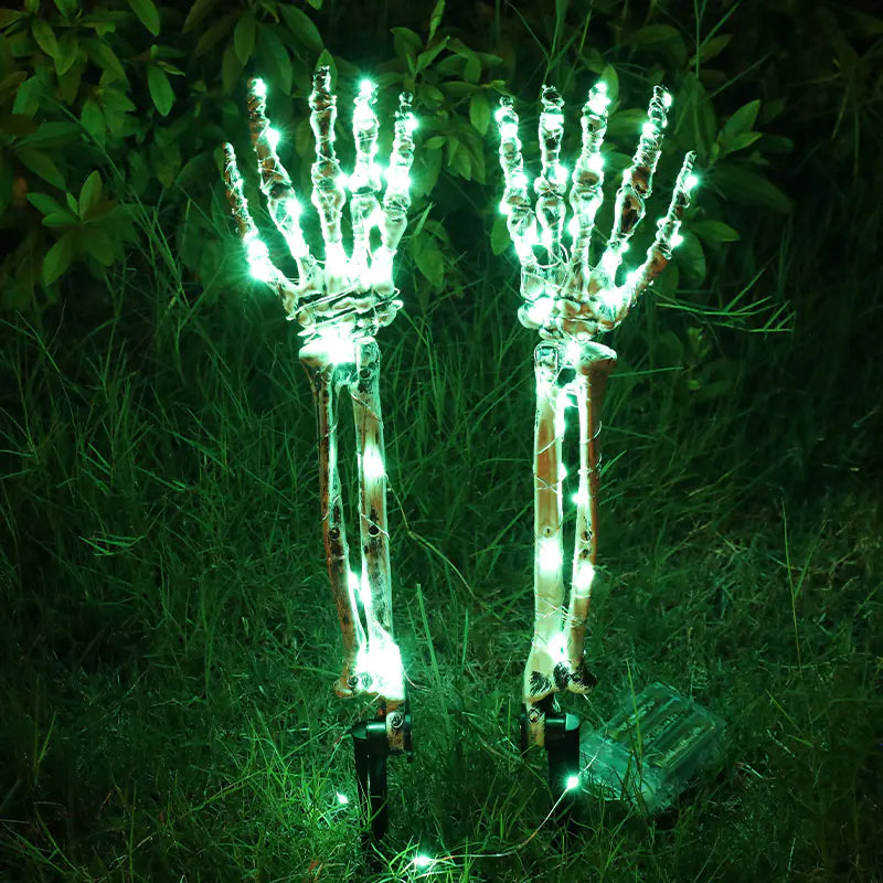 Garden Skeleton Trio — Skull & Buried Hands Set | Halloween Yard Décor