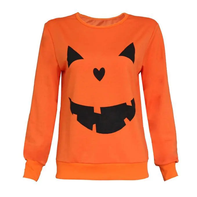 Halloween Pumpkin Sweatshirt – Cozy Orange Halloween Hoodie (S–2XL)