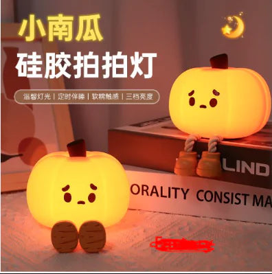 Halloween Pumpkin Night Light — Soft Silicone, Built-In Battery