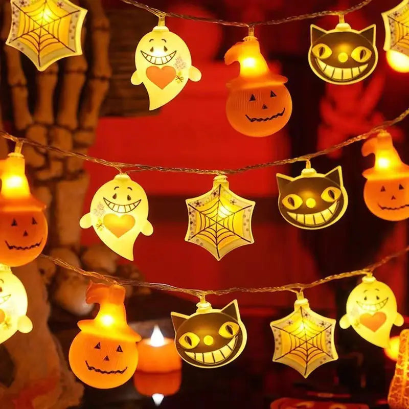 LED Pumpkin Lantern String Lights for Halloween Decor (1.2m, 10 Designs)