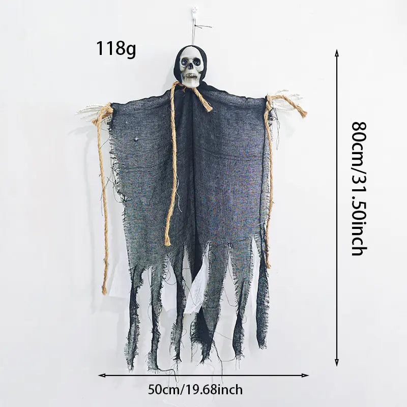 Sound-Activated Scary Ghost Pendant — Skull Design with Light & Sound | Halloween Décor