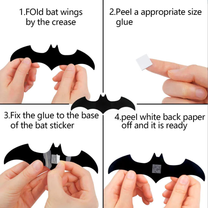 10-Pack 3D Halloween Bat Wall Stickers - Spooky Decor