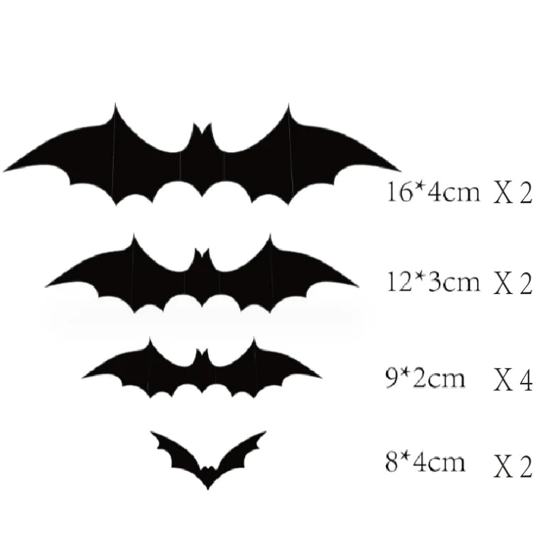 10-Pack 3D Halloween Bat Wall Stickers - Spooky Decor