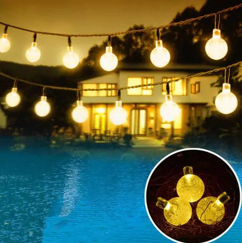 Solar Bubble Ball String Lights — Halloween Outdoor Décor (5–7 m, 20/30/50 LEDs)