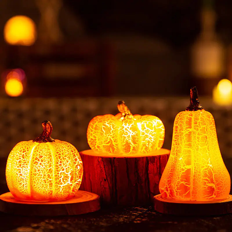 LED Pumpkin Lantern – Luminous Resin Halloween Candle Lamp