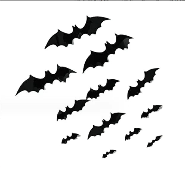 10-Pack 3D Halloween Bat Wall Stickers - Spooky Decor
