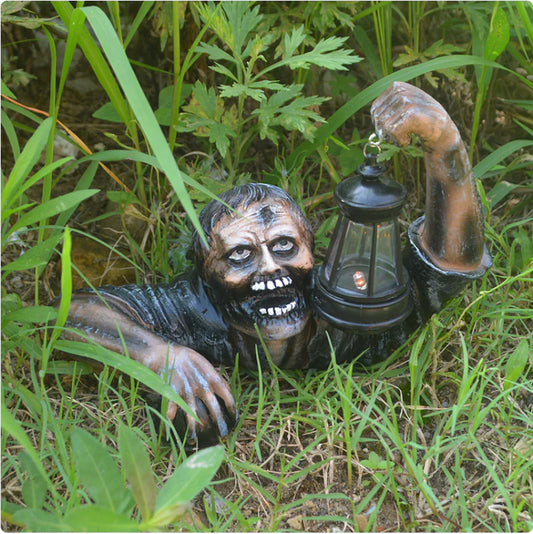Spooky Zombie Nightlight — Hand-Painted Resin Lantern | Halloween Décor