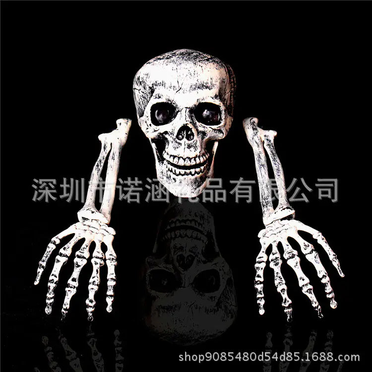Garden Skeleton Trio — Skull & Buried Hands Set | Halloween Yard Décor