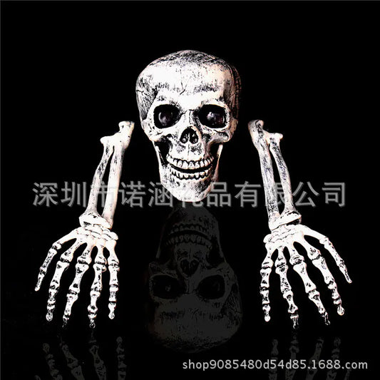Garden Skeleton Trio — Skull & Buried Hands Set | Halloween Yard Décor