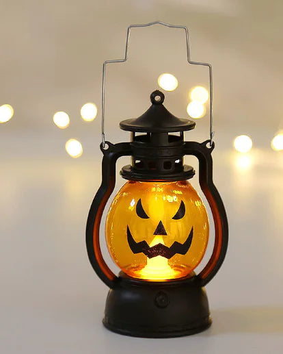 Halloween Pumpkin Oil-Lamp Lantern with Skull Design — Portable Prop