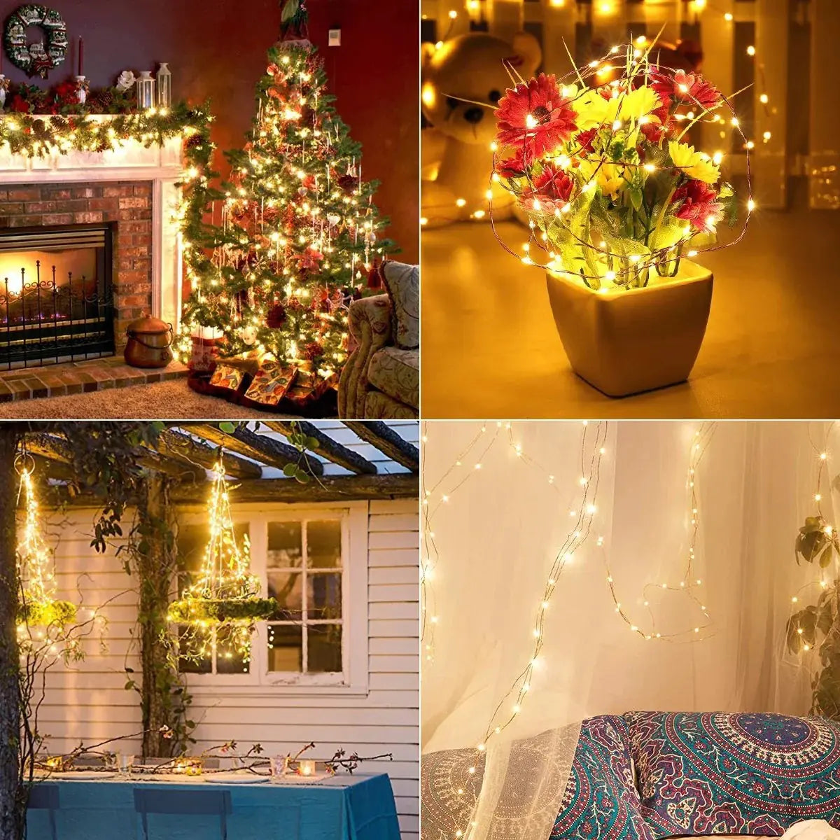 USB/ Battery LED String Lights — Silver Wire Fairy Lights | Halloween Décor