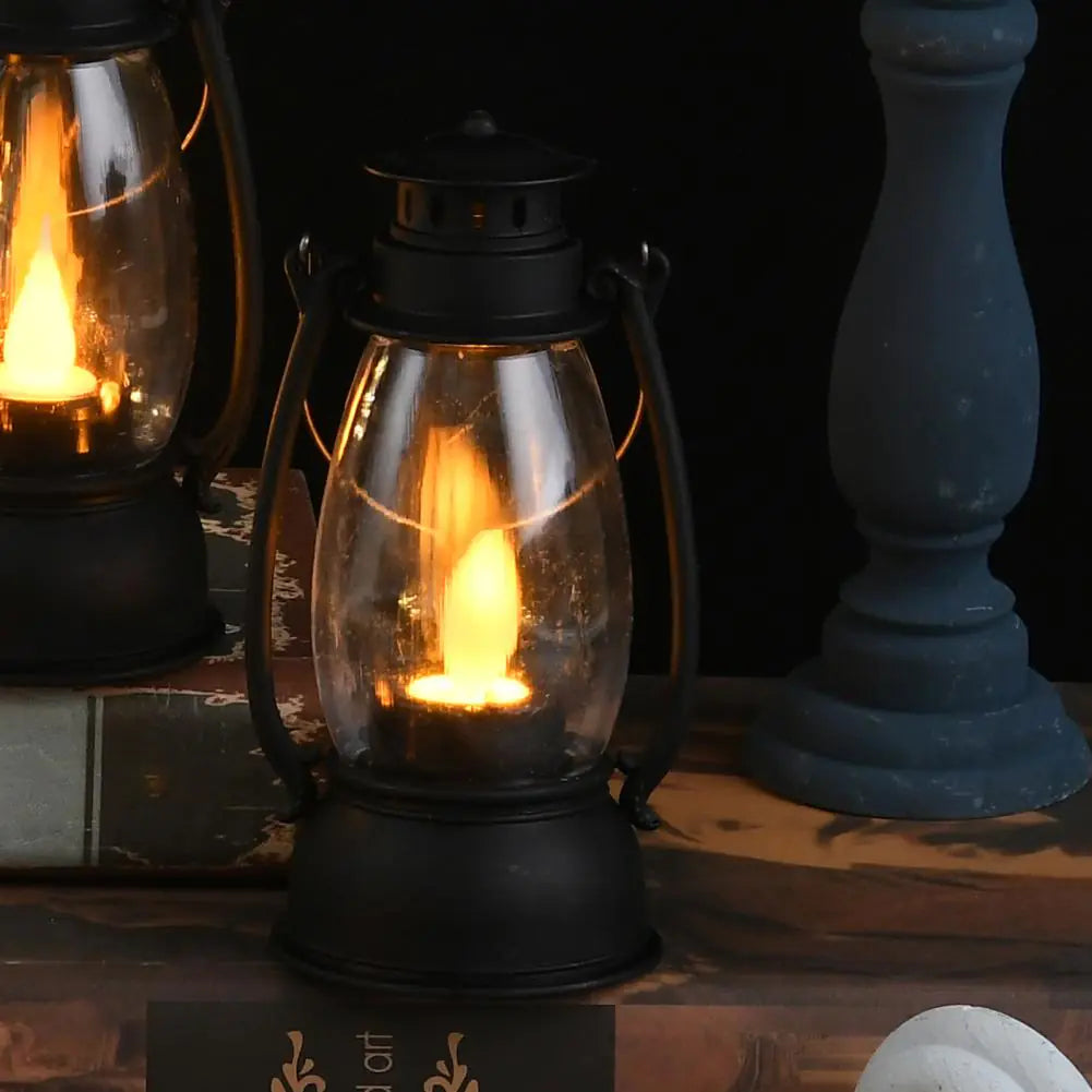 Retro LED Lantern Light — Portable Candle-Style Lamp | Halloween Décor